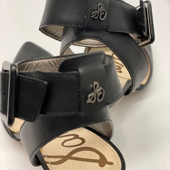 Sam Edelman Black Leather Ankle Strap Heels - Picture 8 of 12